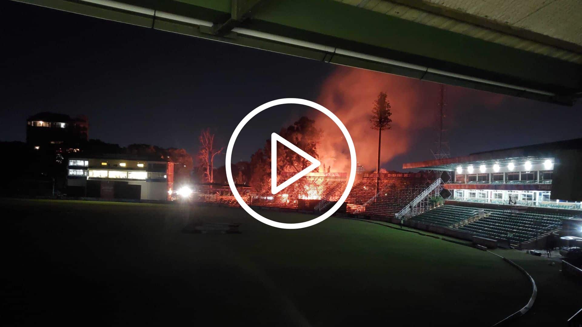 [Watch] Fire Broke at World Cup Qualifiers' Venue Harare After ZIM vs NED